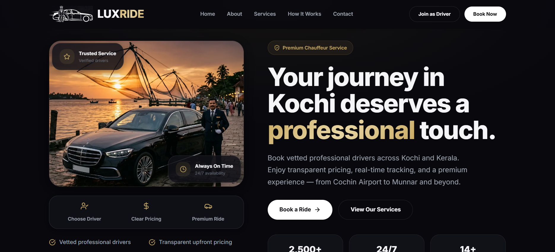 LuxRide Kochi - Chauffeur Booking